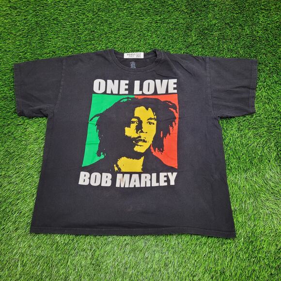 Bob-Marley One-Love Reggae Shirt XL 24x26 Black Boxy - Picture 1 of 13